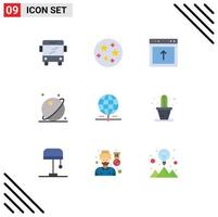9 Flat Color concept for Websites Mobile and Apps worldwide earth interface system planet Editable Vector Design Elements