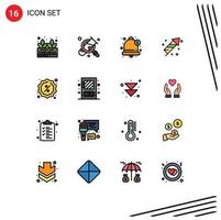 Set of 16 Modern UI Icons Symbols Signs for reduction day alert easter fire work Editable Creative Vector Design Elements