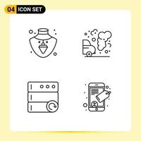 4 Thematic Vector Filledline Flat Colors and Editable Symbols of nacklace server car pollution mobile Editable Vector Design Elements