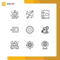 9 Thematic Vector Outlines and Editable Symbols of setting cogs education crypto currency coin Editable Vector Design Elements