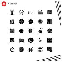 Mobile Interface Solid Glyph Set of 25 Pictograms of business keyboard worm hardware diplomacy Editable Vector Design Elements