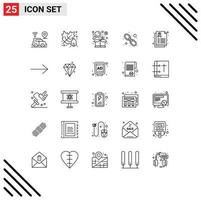 Line Pack of 25 Universal Symbols of health web link business web hyperlink Editable Vector Design Elements