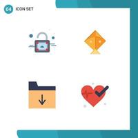 4 Universal Flat Icons Set for Web and Mobile Applications lock medical kite document beat Editable Vector Design Elements