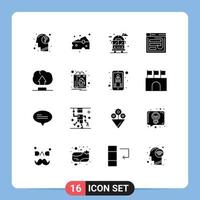 Universal Icon Symbols Group of 16 Modern Solid Glyphs of phishing internet supermarket hack van Editable Vector Design Elements