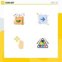 Set of 4 Modern UI Icons Symbols Signs for bag hand cursor nature direction hold Editable Vector Design Elements