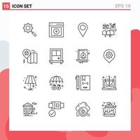 16 Creative Icons Modern Signs and Symbols of map home location mail email Editable Vector Design Elements