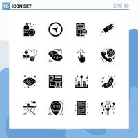 Set of 16 Modern UI Icons Symbols Signs for home insurance mobile comet meteor Editable Vector Design Elements