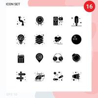 Modern Set of 16 Solid Glyphs and symbols such as seo solution idea camera thermometer film Editable Vector Design Elements