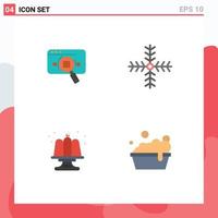 Set of 4 Commercial Flat Icons pack for research snowflake data web birthday Editable Vector Design Elements