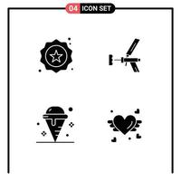 Mobile Interface Solid Glyph Set of 4 Pictograms of badge tool shopping construction cream Editable Vector Design Elements