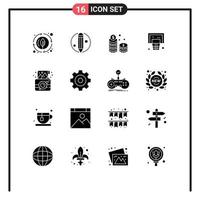 16 User Interface Solid Glyph Pack of modern Signs and Symbols of camera net money hoop basket Editable Vector Design Elements