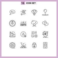 Universal Icon Symbols Group of 16 Modern Outlines of keyboard sport rose plates pointer Editable Vector Design Elements