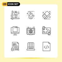 9 Creative Icons Modern Signs and Symbols of computer imac eraser device computer Editable Vector Design Elements