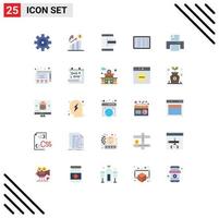 User Interface Pack of 25 Basic Flat Colors of print shopping e ecommerce barcode Editable Vector Design Elements