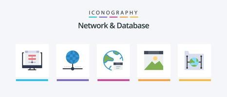 Network And Database Flat 5 Icon Pack Including page. app. global. internet. develop. Creative Icons Design vector