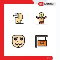 4 Creative Icons Modern Signs and Symbols of door potential out improvement face Editable Vector Design Elements