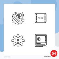 Modern Set of 4 Filledline Flat Colors and symbols such as announcement human marketing movie resources Editable Vector Design Elements