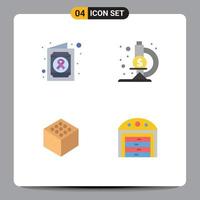 Pack of 4 Modern Flat Icons Signs and Symbols for Web Print Media such as health construction laboratory cube 5 Editable Vector Design Elements