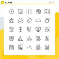 Universal Icon Symbols Group of 25 Modern Lines of interface analytics apple toolkit construction Editable Vector Design Elements