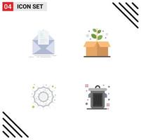 Group of 4 Modern Flat Icons Set for mail spider email green scary Editable Vector Design Elements