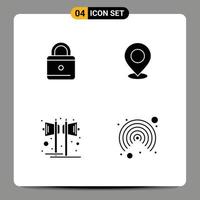 Modern Set of 4 Solid Glyphs and symbols such as education point location marker loudspeaker Editable Vector Design Elements