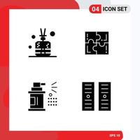 Pictogram Set of 4 Simple Solid Glyphs of aroma bottle spa play spray Editable Vector Design Elements
