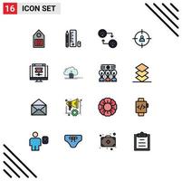 Universal Icon Symbols Group of 16 Modern Flat Color Filled Lines of data target scale management business Editable Creative Vector Design Elements