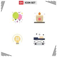 Universal Icon Symbols Group of 4 Modern Flat Icons of balloon education candle bulb doctor Editable Vector Design Elements