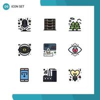 Pictogram Set of 9 Simple Filledline Flat Colors of money finance storage business hiking Editable Vector Design Elements