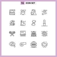 Stock Vector Icon Pack of 16 Line Signs and Symbols for design support chemicals question faq Editable Vector Design Elements