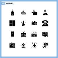 Modern Set of 16 Solid Glyphs Pictograph of layout support money service customer Editable Vector Design Elements