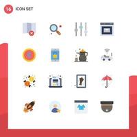 Editable Vector Line Pack of 16 Simple Flat Colors of lock user interface tuning ui website Editable Pack of Creative Vector Design Elements