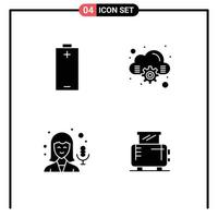 User Interface Pack of 4 Basic Solid Glyphs of battery recording energy online home Editable Vector Design Elements