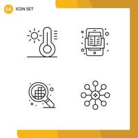 Pictogram Set of 4 Simple Filledline Flat Colors of climate pixels book read biology Editable Vector Design Elements