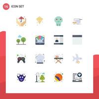 Universal Icon Symbols Group of 16 Modern Flat Colors of tree cypress tree dangerous engineering circuit Editable Pack of Creative Vector Design Elements