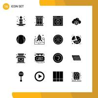 User Interface Pack of 16 Basic Solid Glyphs of computing setting house cloud web Editable Vector Design Elements