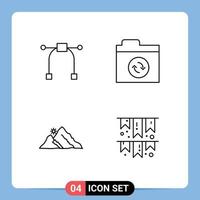 Set of 4 Modern UI Icons Symbols Signs for design nature files mountain celebrate Editable Vector Design Elements