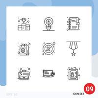 Mobile Interface Outline Set of 9 Pictograms of shopping saint idea purchase phone book Editable Vector Design Elements