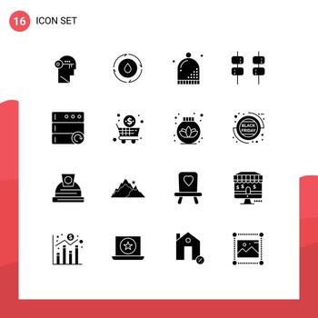 16 Universal Solid Glyphs Set for Web and Mobile Applications database marshmallow nature food holiday Editable Vector Design Elements