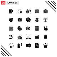 User Interface Pack of 25 Basic Solid Glyphs of computer ruler coffee education architect Editable Vector Design Elements