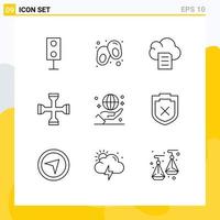 9 Creative Icons Modern Signs and Symbols of global wrench cloud tool performance Editable Vector Design Elements