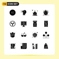 16 Universal Solid Glyph Signs Symbols of chemist tools achievement sketch design Editable Vector Design Elements