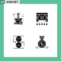 4 Universal Solid Glyphs Set for Web and Mobile Applications growth effective coins advertising award Editable Vector Design Elements