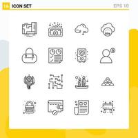 Set of 16 Vector Outlines on Grid for fashion pollution cloud co air Editable Vector Design Elements