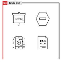 4 Universal Line Signs Symbols of education online laboratory denied shop Editable Vector Design Elements