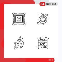 Modern Set of 4 Filledline Flat Colors and symbols such as box astronomy button power space Editable Vector Design Elements