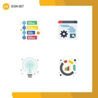 Universal Icon Symbols Group of 4 Modern Flat Icons of advertisement idea web economy report Editable Vector Design Elements