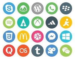 20 social medios de comunicación icono paquete incluso quora Mensajero primero regatear css vector