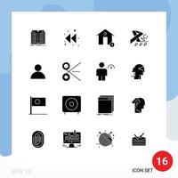 16 Universal Solid Glyphs Set for Web and Mobile Applications avatar awareness coin ribbon stethoscope Editable Vector Design Elements