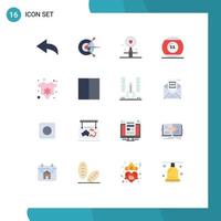 Set of 16 Modern UI Icons Symbols Signs for clothes sports love pool equipment Editable Pack of Creative Vector Design Elements